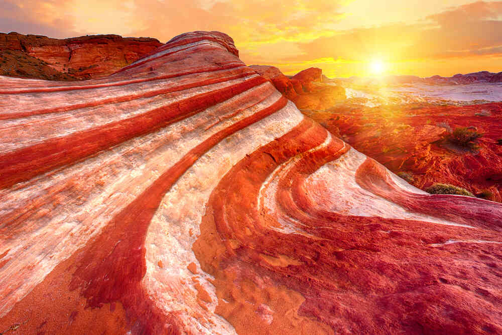 Waves of red and white rocks across the Valley of Fire